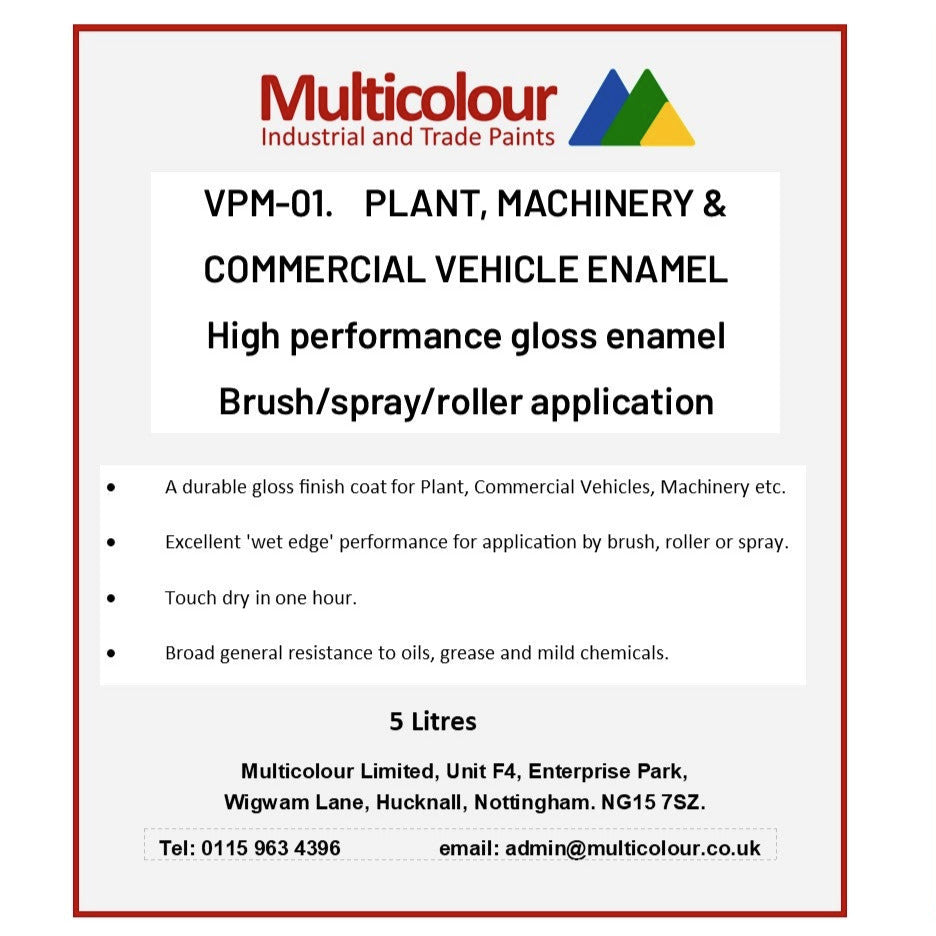 Multicolour paint label for plant, machinery, and commercial vehicle enamel