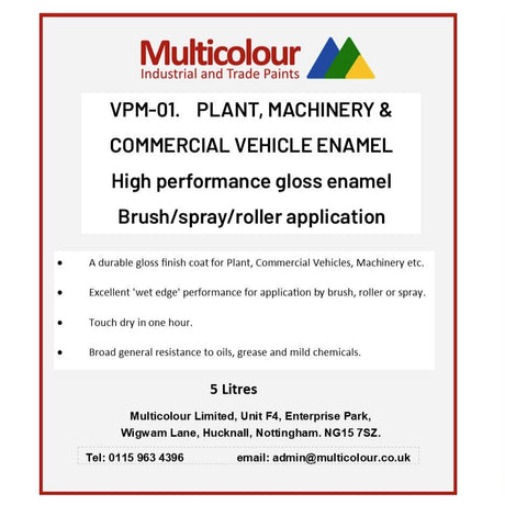 Multicolour paint label for plant, machinery, and commercial vehicle enamel 