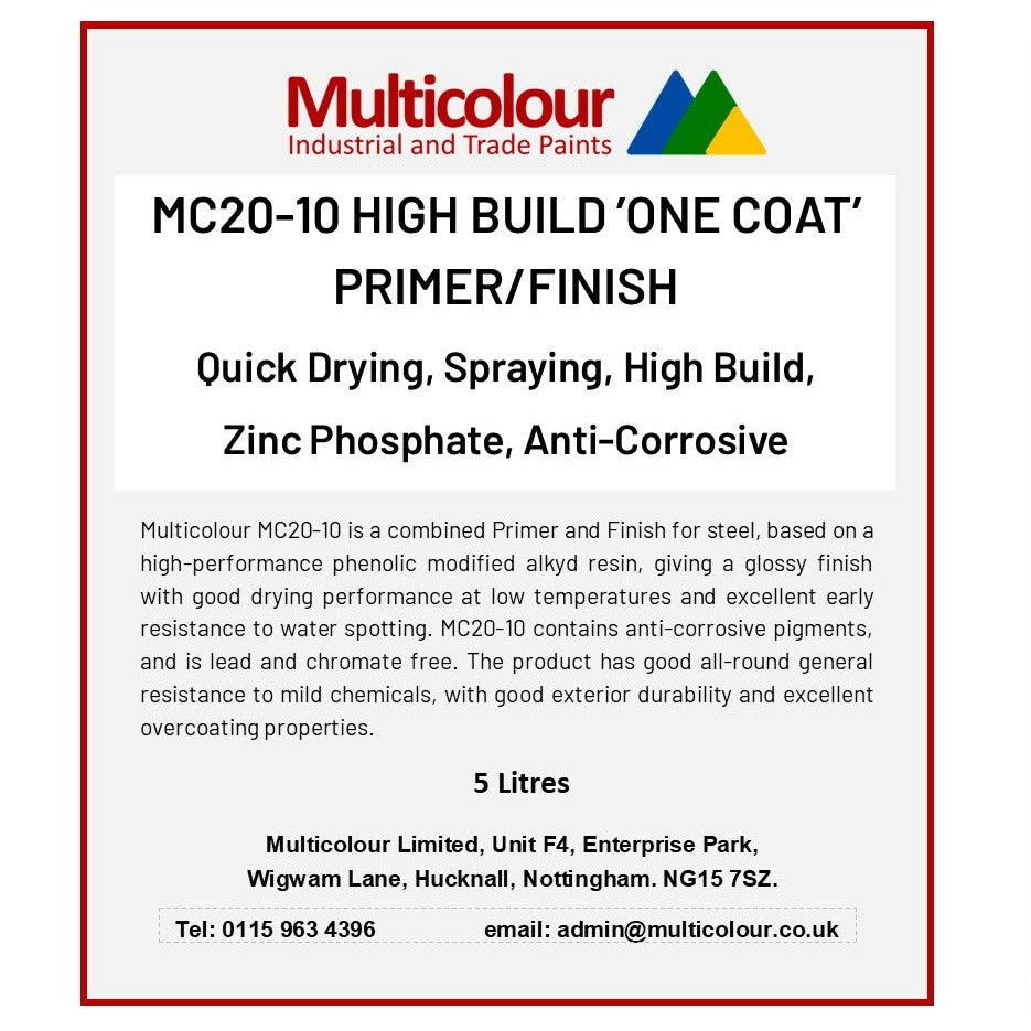 Label for MC20-10 HB Primer-Finish