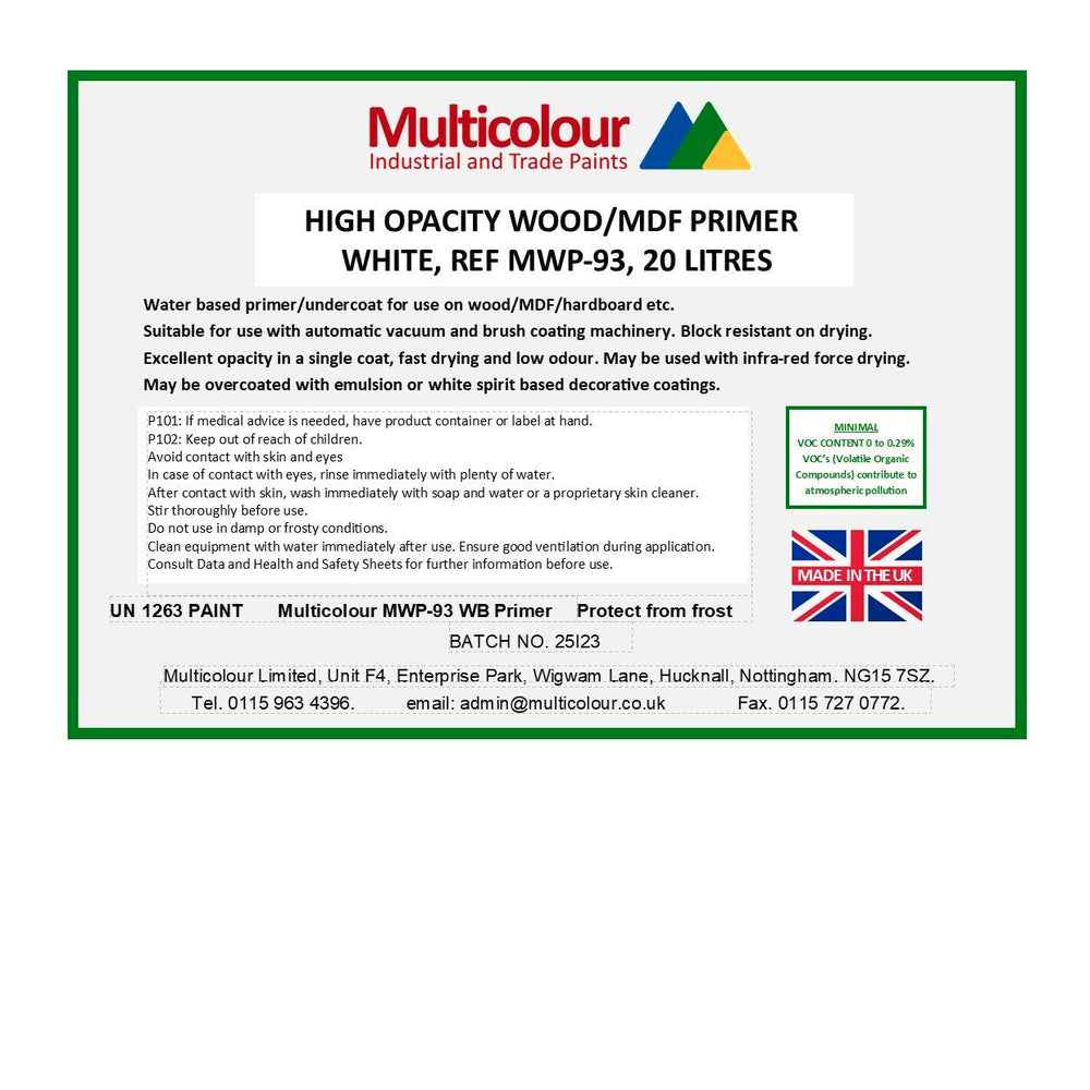 Multicolour Industrial High Opacity Wood/NBR Primer label