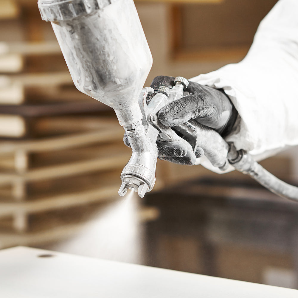 Spraying Primer on wood